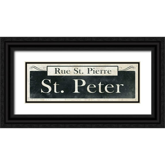 Wild Apple Portfolio 32x13 Black Ornate Wood Framed with Double Matting Museum Art Print Titled - French Quarter Sign III