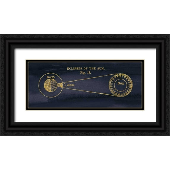 Wild Apple Portfolio 32x15 Black Ornate Wood Framed with Double Matting Museum Art Print Titled - Geography of the Heavens III Blue Gold