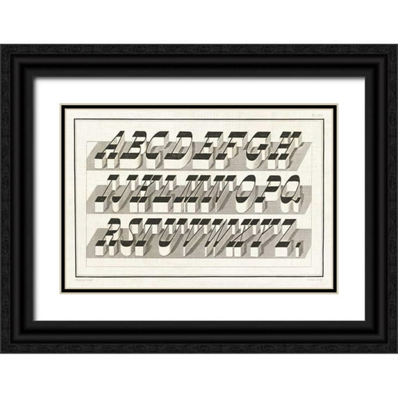 Wild Apple Portfolio 32x23 Black Ornate Wood Framed with Double Matting Museum Art Print Titled - Bold Alphabet