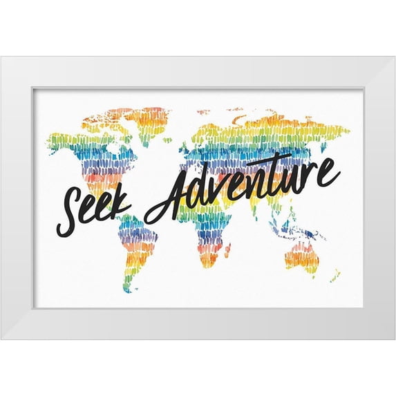 Wild Apple Portfolio 32x23 White Modern Wood Framed Museum Art Print Titled - Rainbow World I Adventure