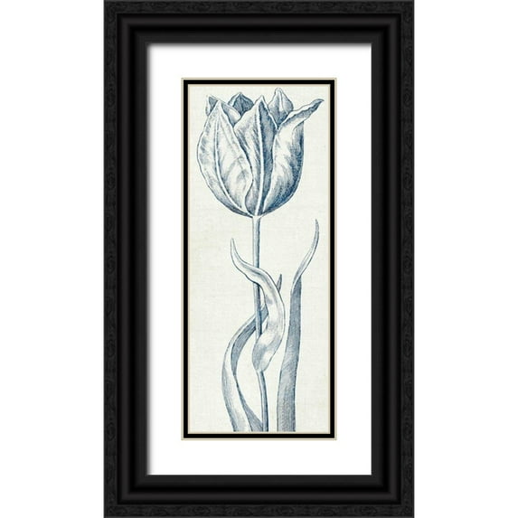 Wild Apple Portfolio 8x14 Black Ornate Wood Framed with Double Matting Museum Art Print Titled - Eden IV Indigo and White