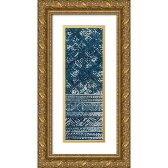 Wild Apple Portfolio 9x18 Gold Ornate Wood Framed with Double Matting Museum Art Print Titled - Indochina Batik I