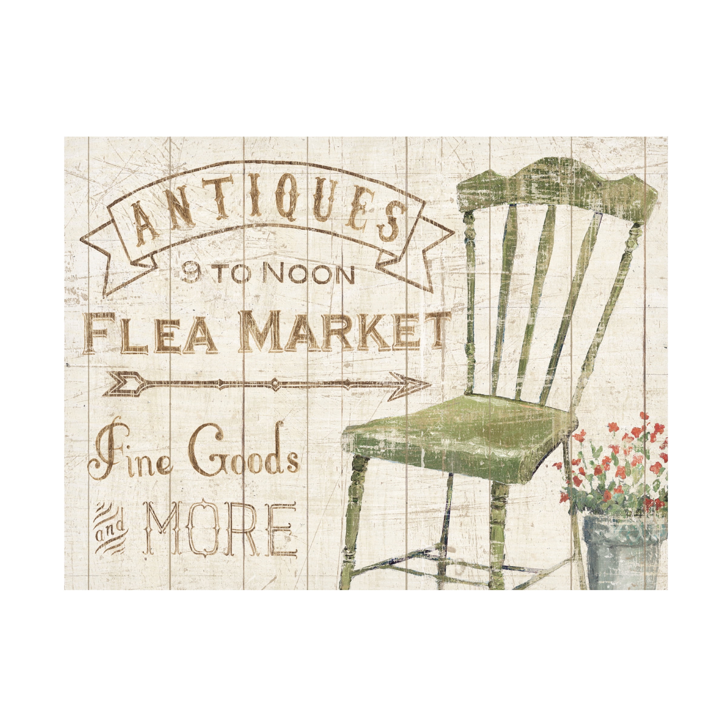 Horizontal Flea Market Typography Canvas Print in White and Tan
