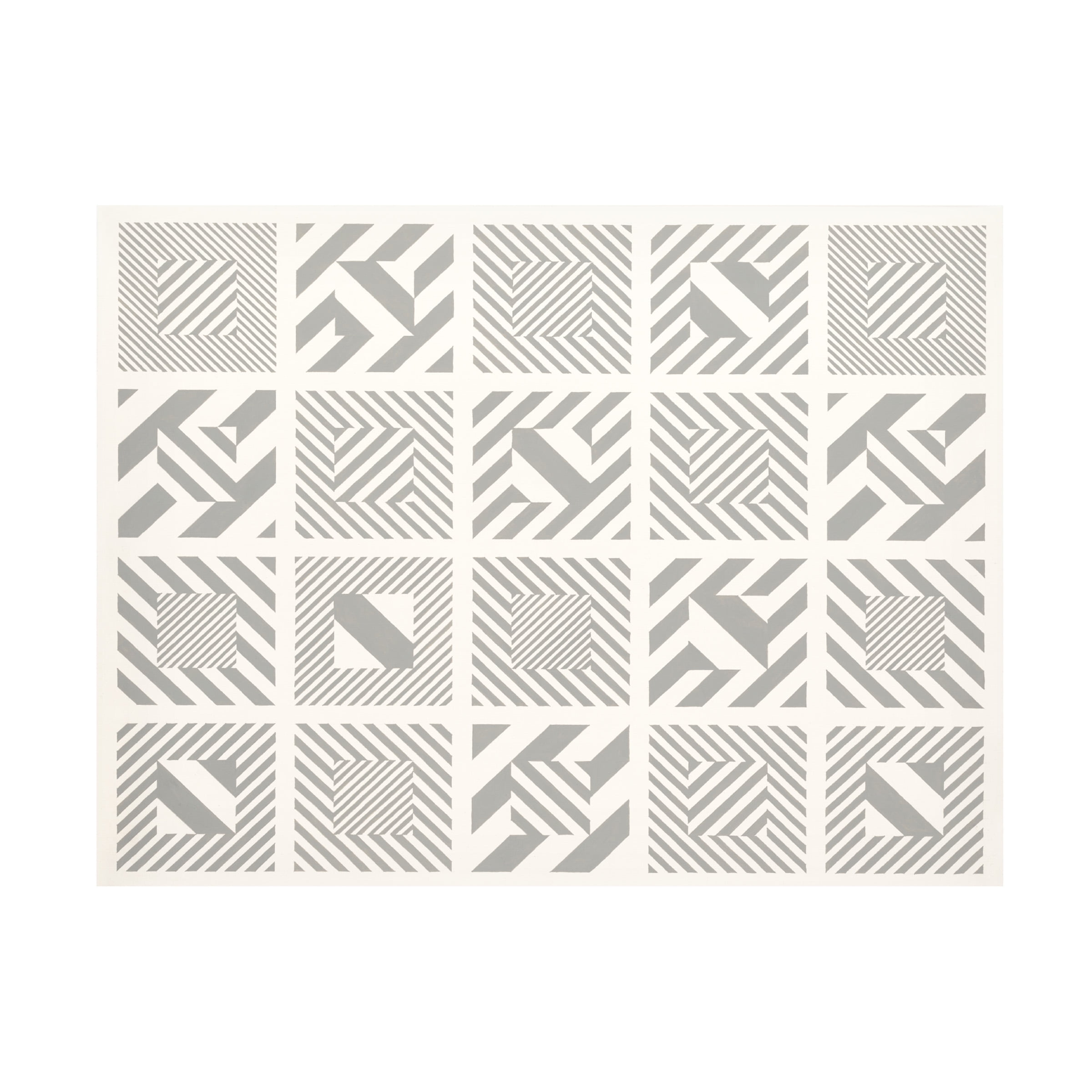 Modern Geometric Pattern Canvas Print in Gray and White
