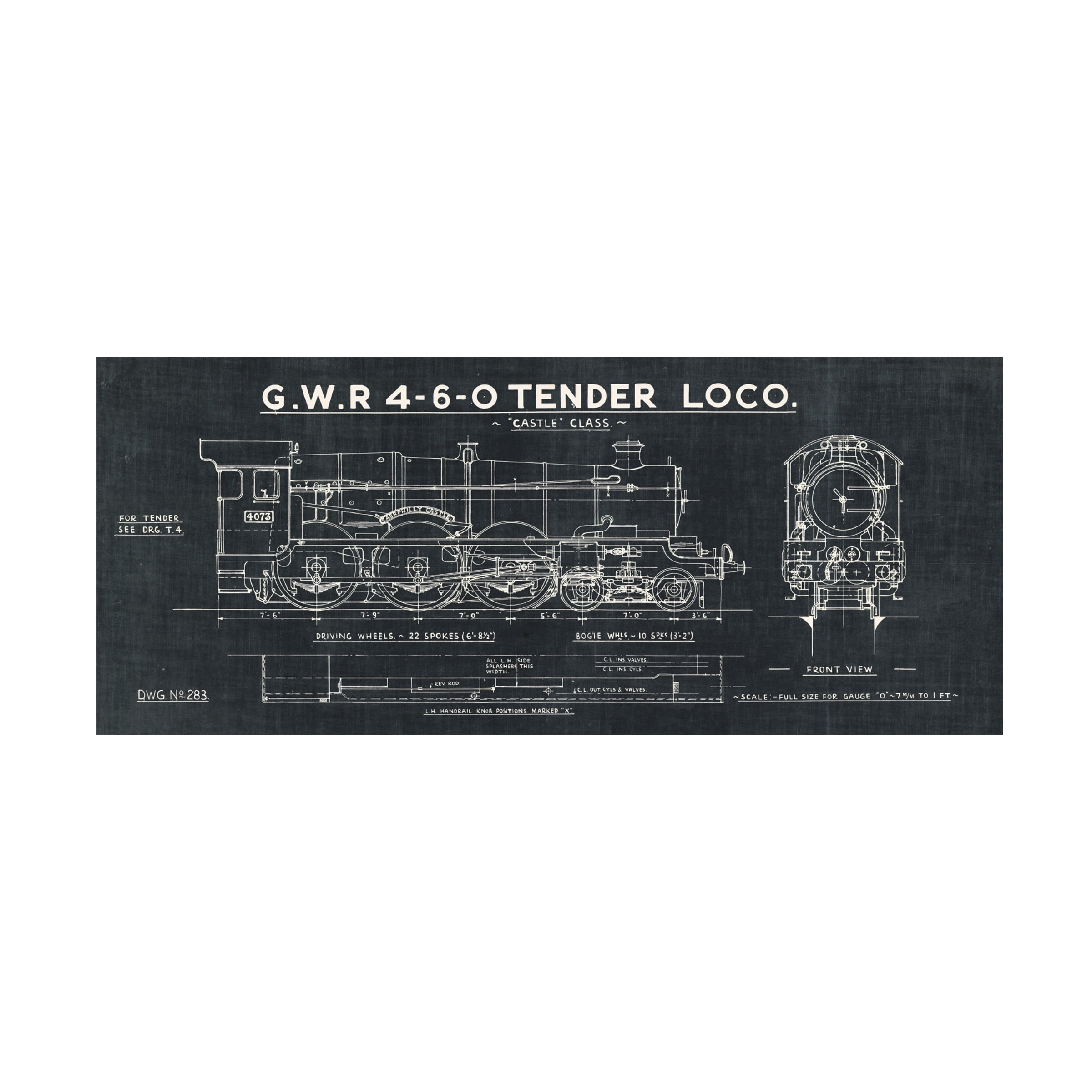 Wild Apple Portfolio 'Train Blueprint III Black' Canvas Art