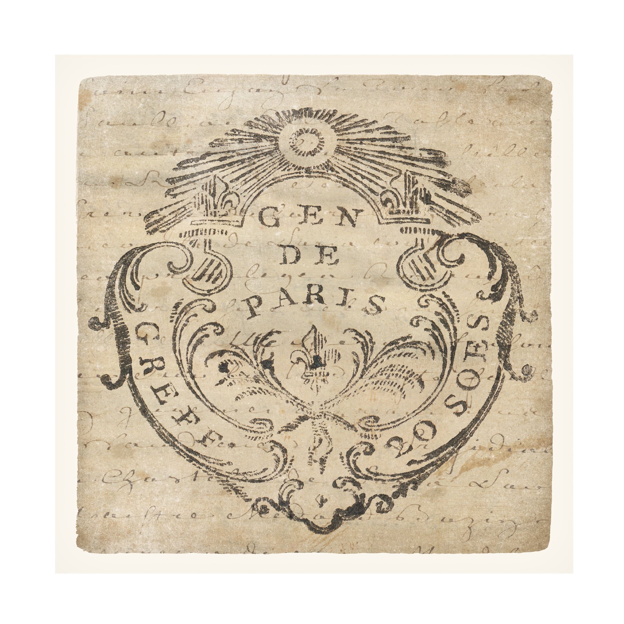 Wild Apple Portfolio 'Vintage Letter Crest IIA Antique Border v2' Canvas Art