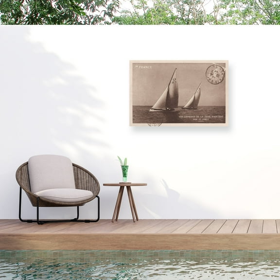 Wild Apple Portfolio 'Vintage Sailing I Sepia' Outdoor Canvas 30x22