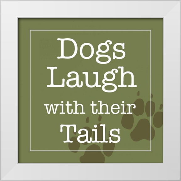 Wild Apple Studio 12x12 White Modern Wood Framed Museum Art Print Titled - Dogs Laugh with Their Tails