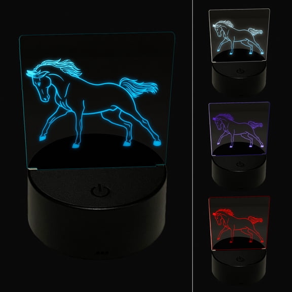 Wild Arabian Horse LED Night Light Sign 3D Illusion Desk Nightstand Lamp
