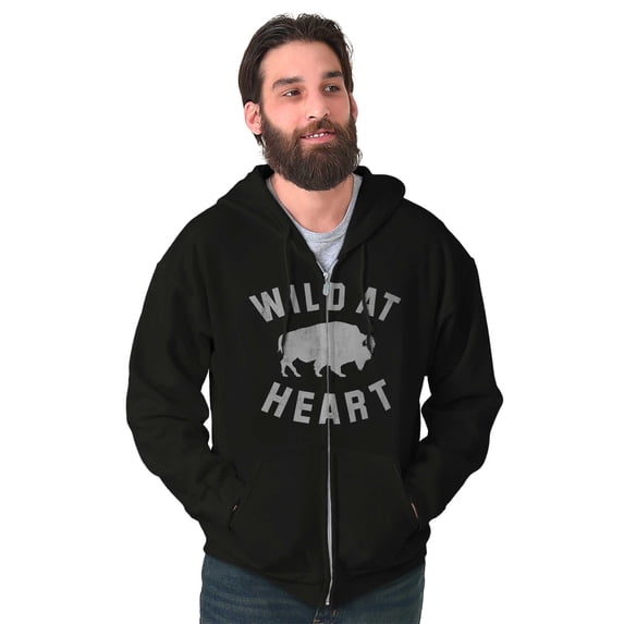 Wild At Heart Buffalo Inspirational Unisex Fleece Graphic Zip Up Hoodie Brisco Brands 2X