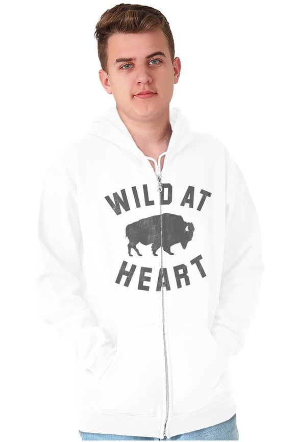 Wild At Heart Buffalo Inspirational Unisex Fleece Graphic Zip Up Hoodie Brisco Brands 5X
