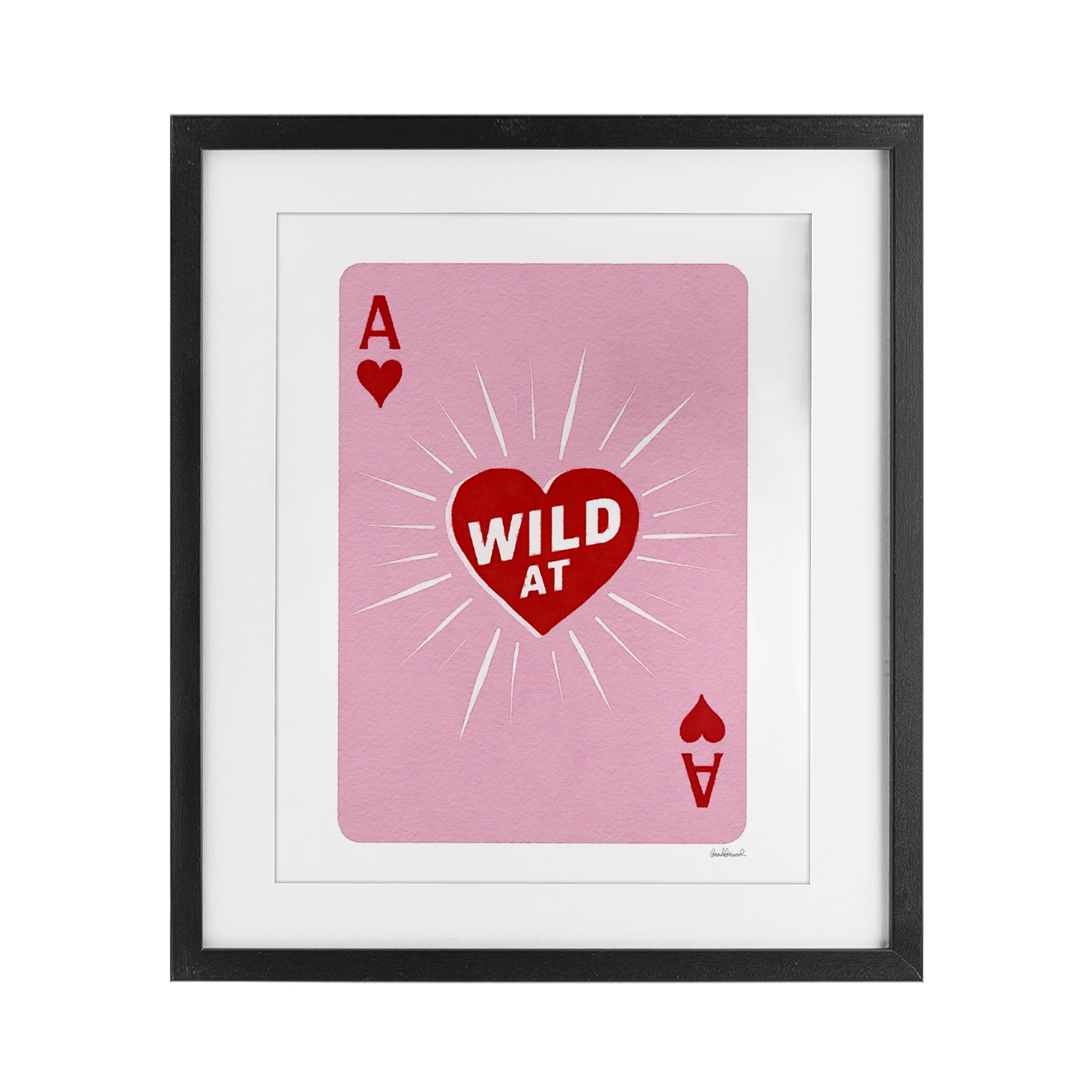 Wild At Heart Card Black Framed Print Under Glass, design by Amanda Greenwood