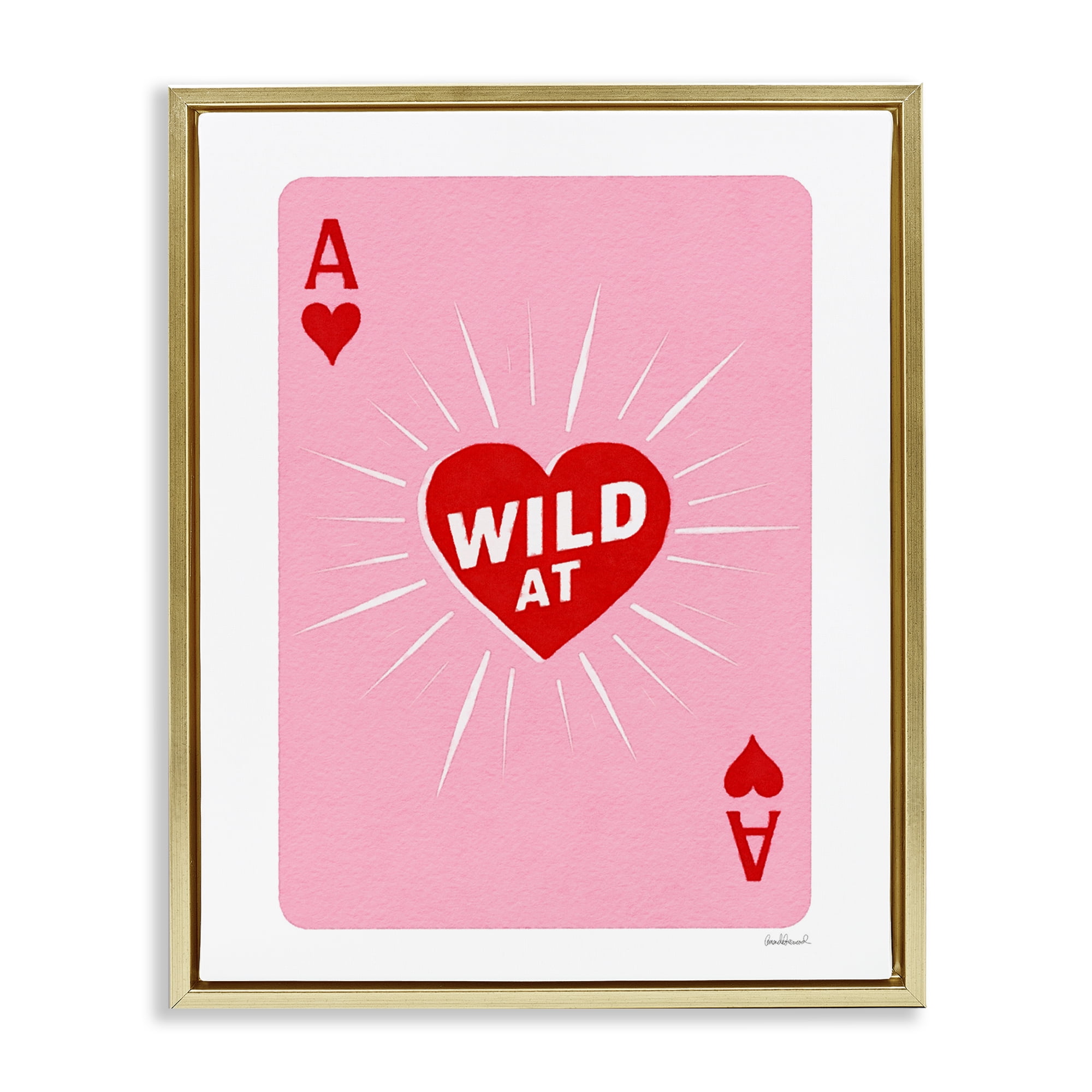 Wild At Heart Card Gold Framed Floater Canvas Wall Art, design by Amanda Greenwood