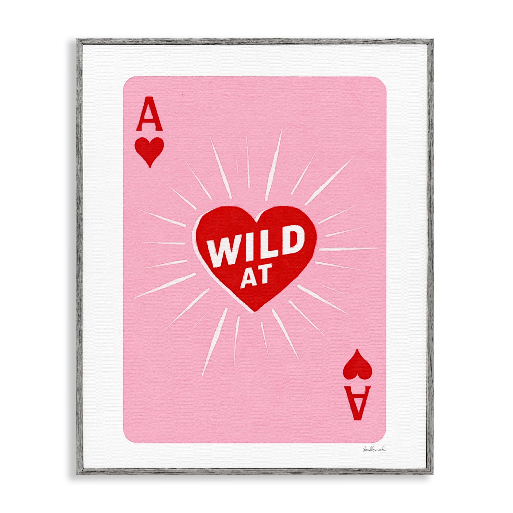 Wild At Heart Card Gray Framed Giclee Art, design by Amanda Greenwood