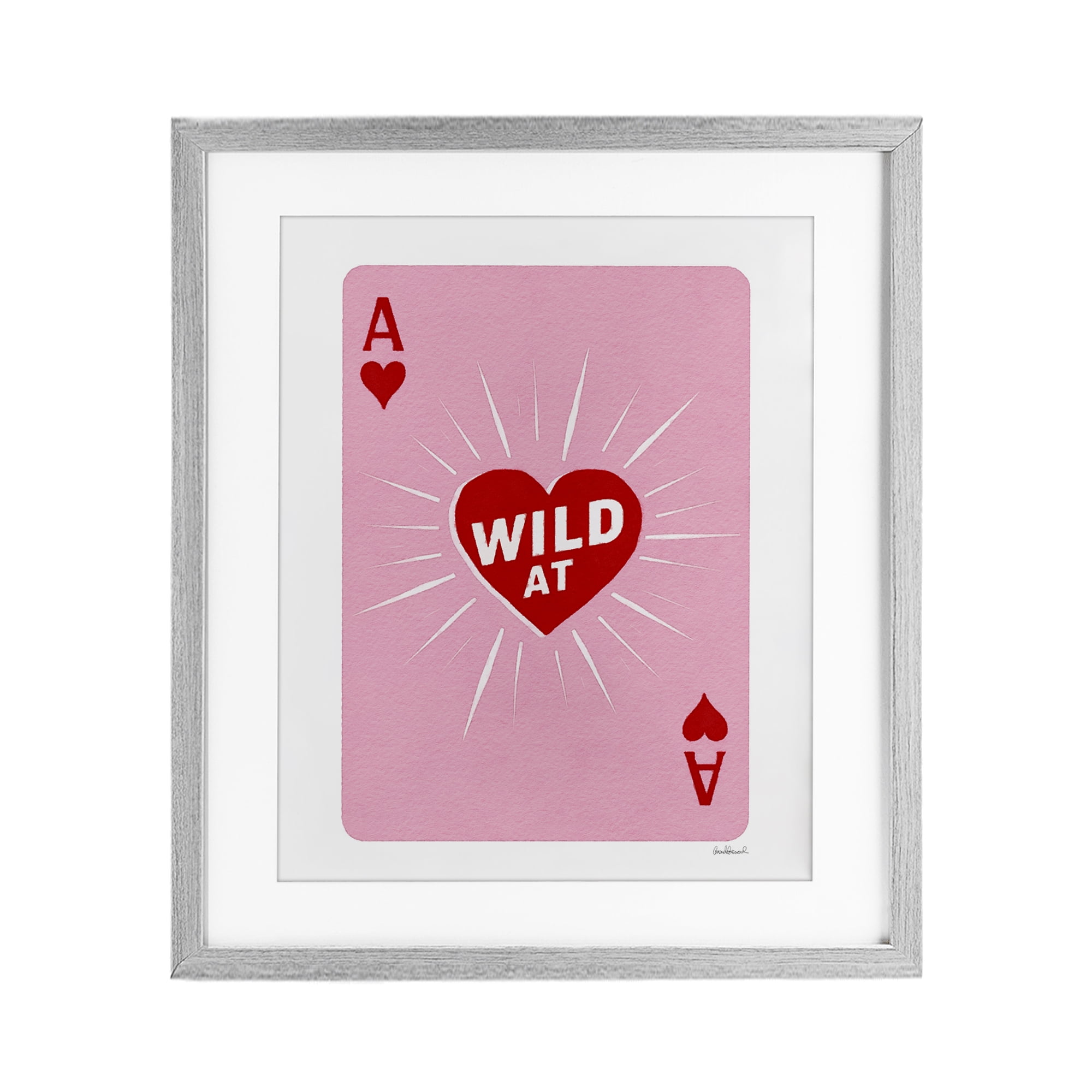 Wild At Heart Card Gray Framed Print Under Glass, design by Amanda Greenwood