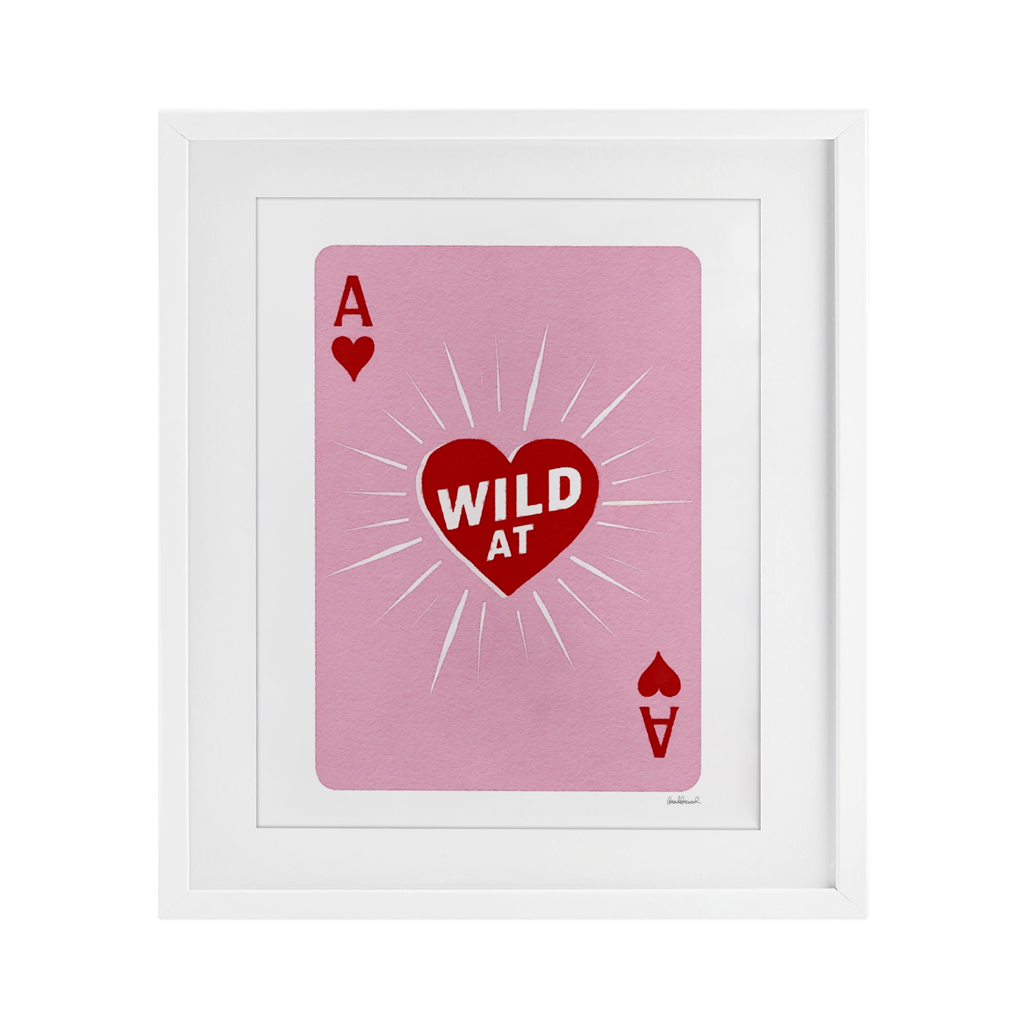 Wild At Heart Card White Framed Print Under Glass, design by Amanda Greenwood