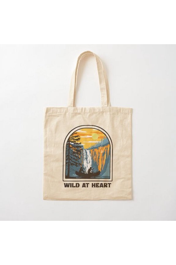 Wild At Heart Outdoors Nature Kayak Canoe. Canvas Tote Bags, Reusable Shopping Bag