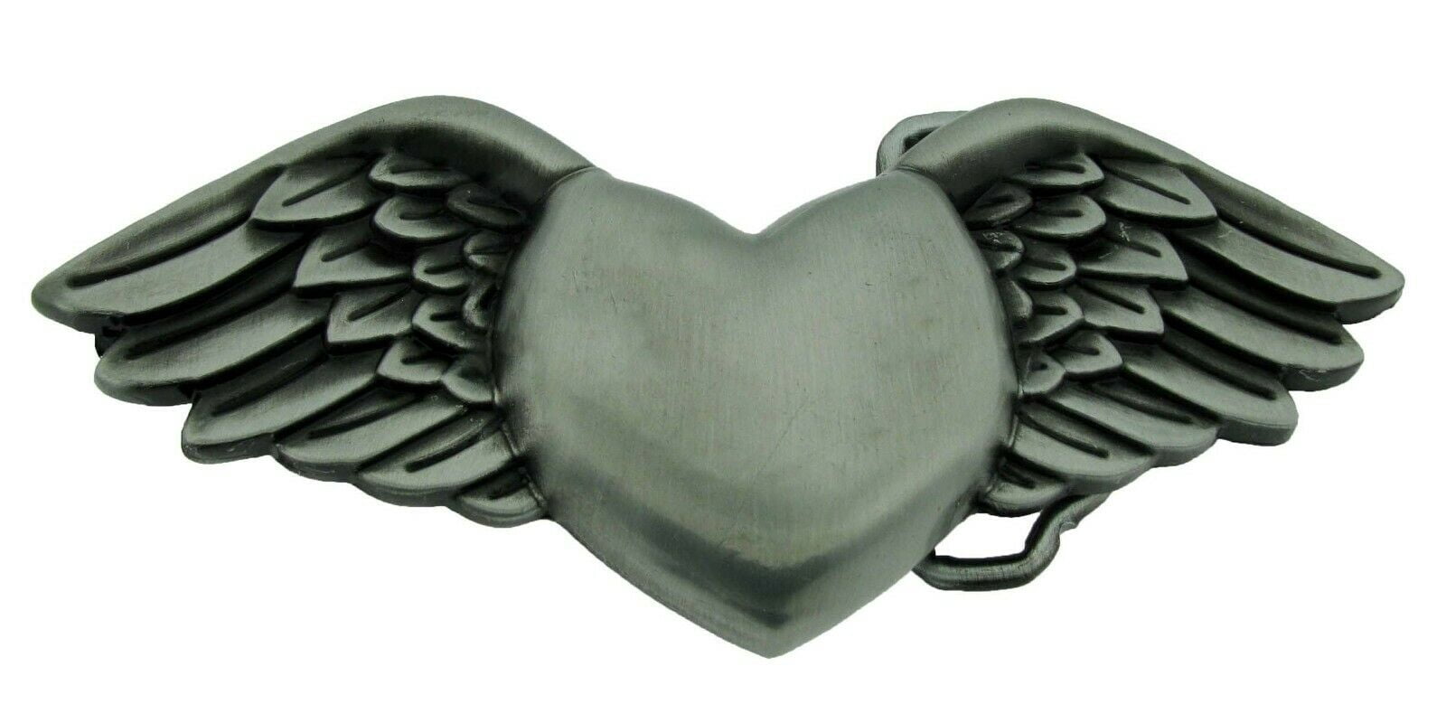 Wild At Heart Wings Shaped Belt Buckle Gray Brushed Tattoo 