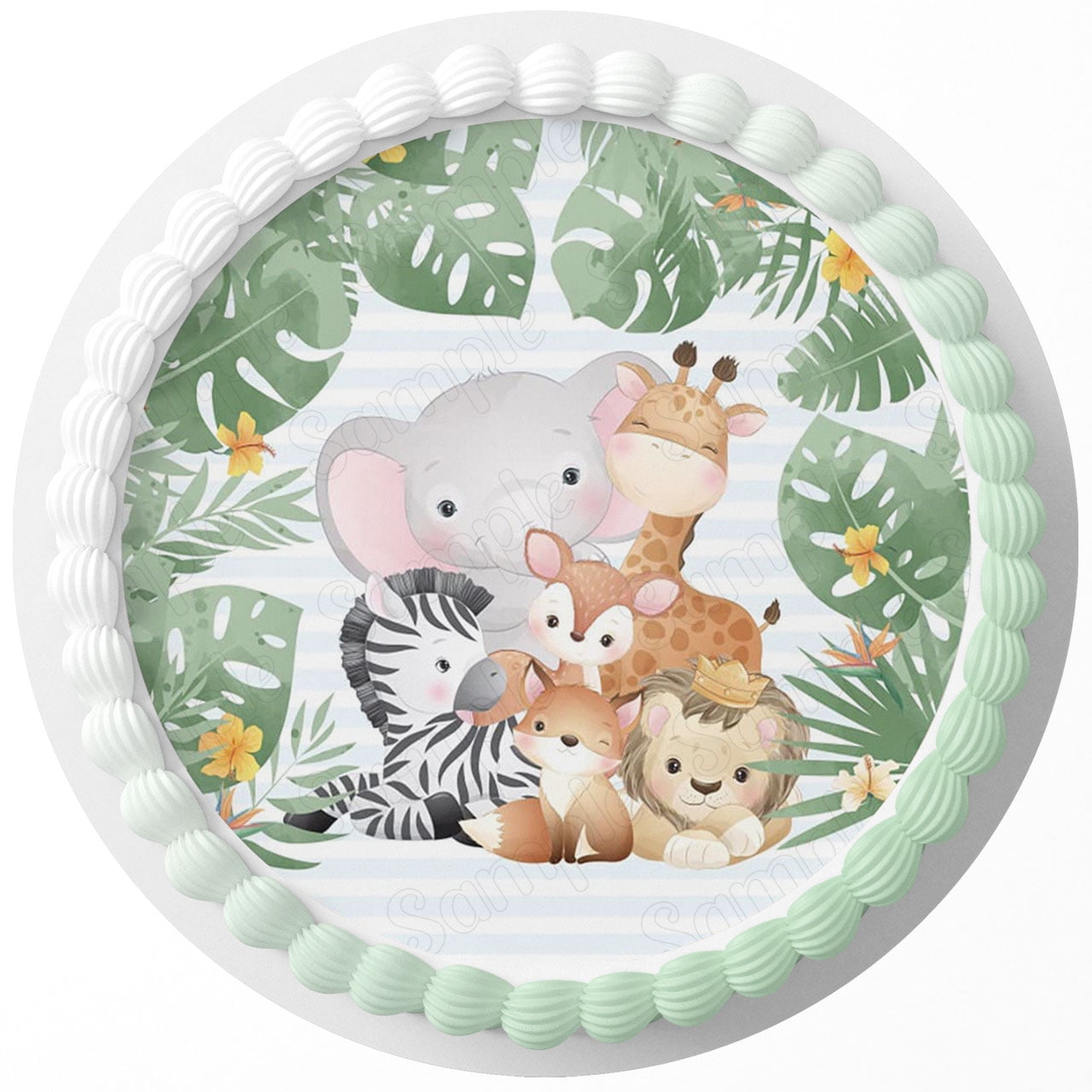 Wild Baby Jungle Animals Edible Cake Image Topper Birthday Photo Icing