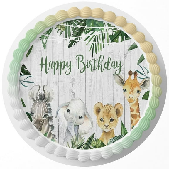 Wild Baby Safari Animals Edible Cake Image Topper Birthday Photo Icing Fondant Decoration Print 1/4 Sheet