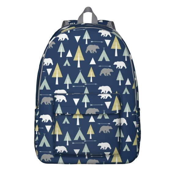 Wild Bear Print Laptop Backpack for Students, Lightweight and Durable School Bag with Cute Hunting and Forest Design