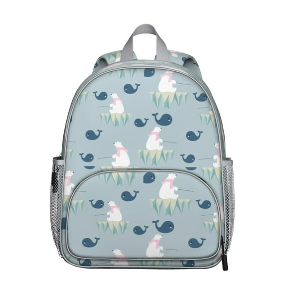 Wild Bear Student Backpack – Brown Polar Bear Cartoon Print With Winter Forest Hunting Pattern