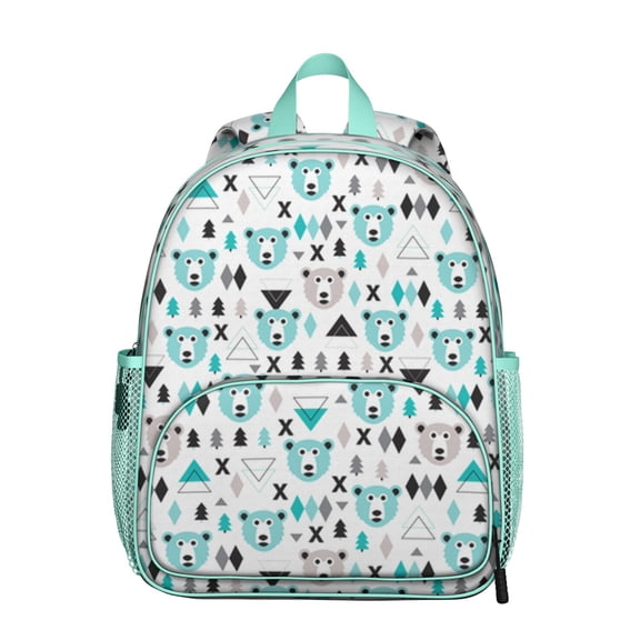 Wild Bear Student Backpack – Brown Polar Bear Cartoon Print With Winter Forest Hunting Pattern