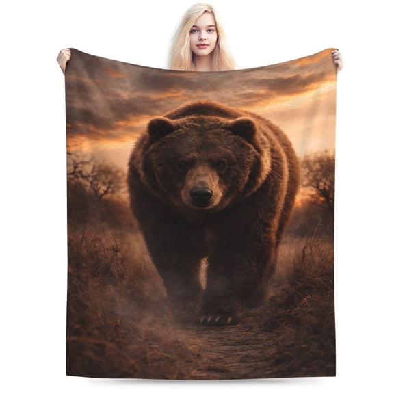 Wild Bear Wildlife Blanket Brown Bear Throw Blanket Soft Cozy Blanket for Couch Bed Father Day Gift Cabin Decor 50x40