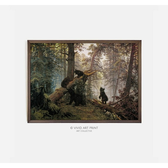 Wild Bears Vintage Wall Art, Antique Rustic Forest Farmhouse Home Decor, Vivid Art Print Vh-172 Wall Art, Modern Wall Decor, 16x24 UNFRAMED