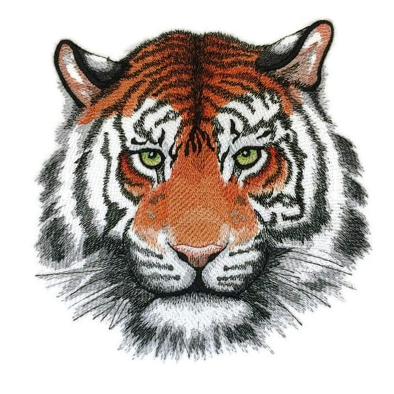 Wild Beauty Tiger Embroidered Iron on/Sew Patch[7.7" x 7.8"]