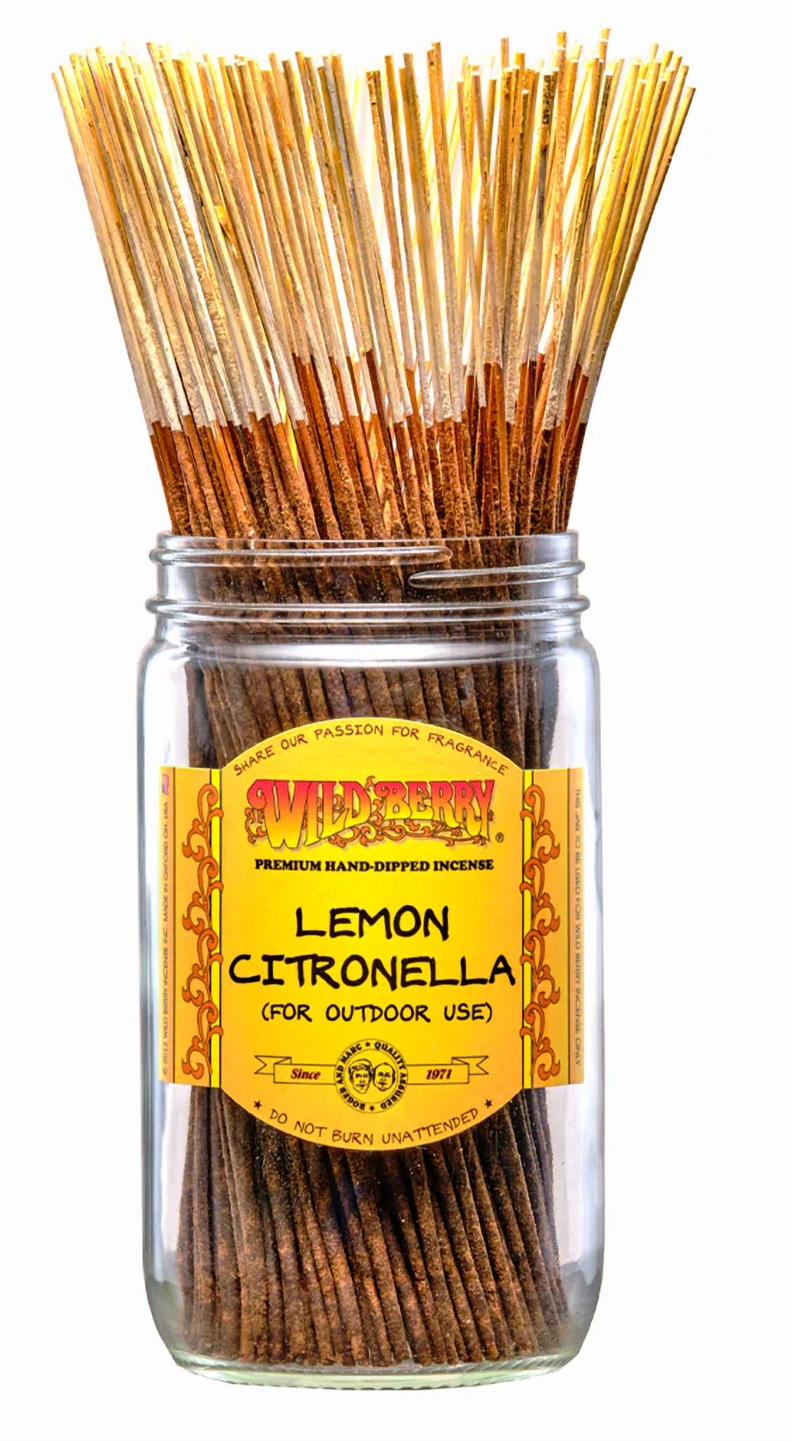Wild Berry Incense Traditional 11" - Lemon Citronella - 100 Sticks - USA Wildberry
