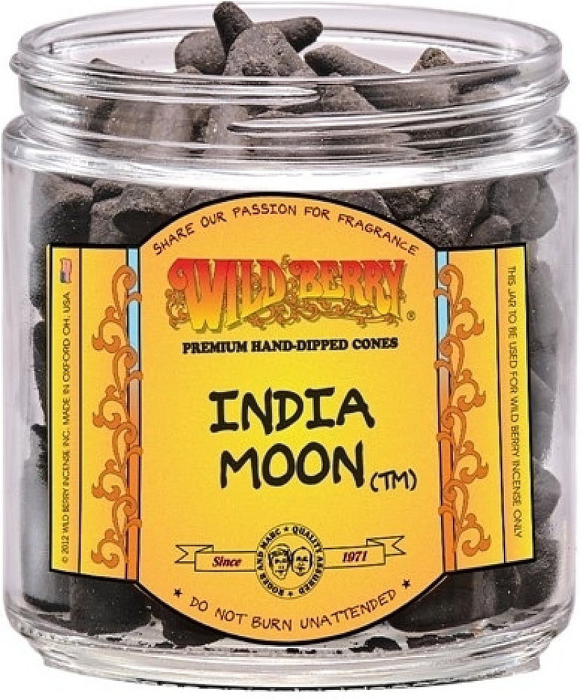 Wild Berry India Moon Incense Cones [100 Cones Per Pack - Black]