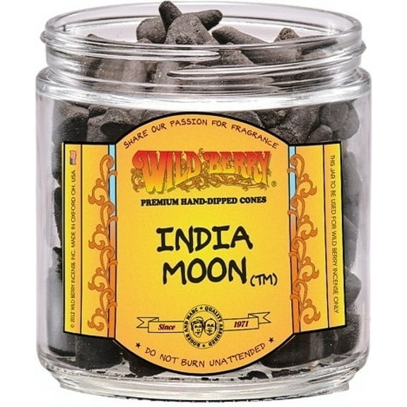 Wild Berry India Moon Incense Cones [100 Cones Per Pack - Black]