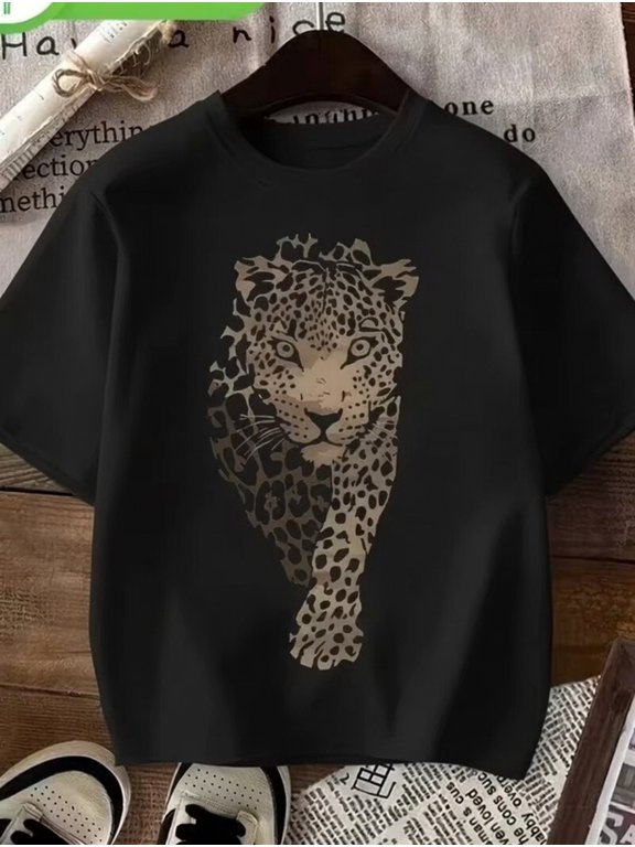 Wild Big Cat Face Women Men Leopard Print Graphic Timeless Theme For Everyday Style T-Shirt, Size S-5XL