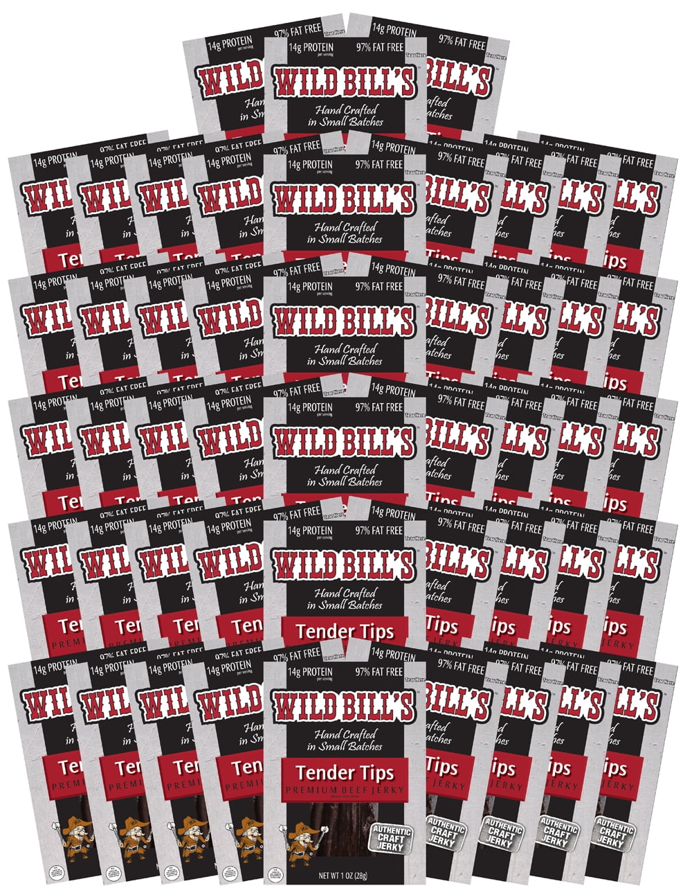 Wild Bill’s 12-ct Original Hickory Beef Jerky 1oz Tender Tip Packs - 4 Bundles of 12