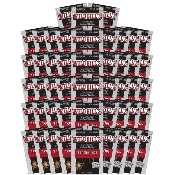Wild Bills 12-ct Original Hickory Beef Jerky 1oz Tender Tip Packs - 4 Bundles of 12