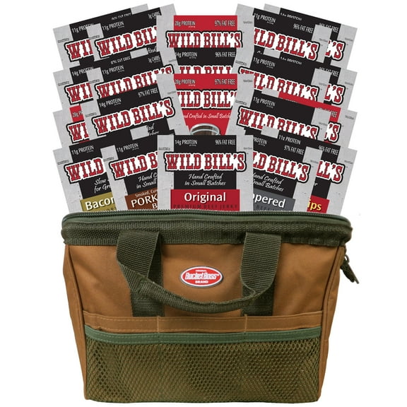 Wild Bill's 20-Piece Sampler Gift Tool Bag – Beef Jerky, Steak Strips, Pork Belly & More