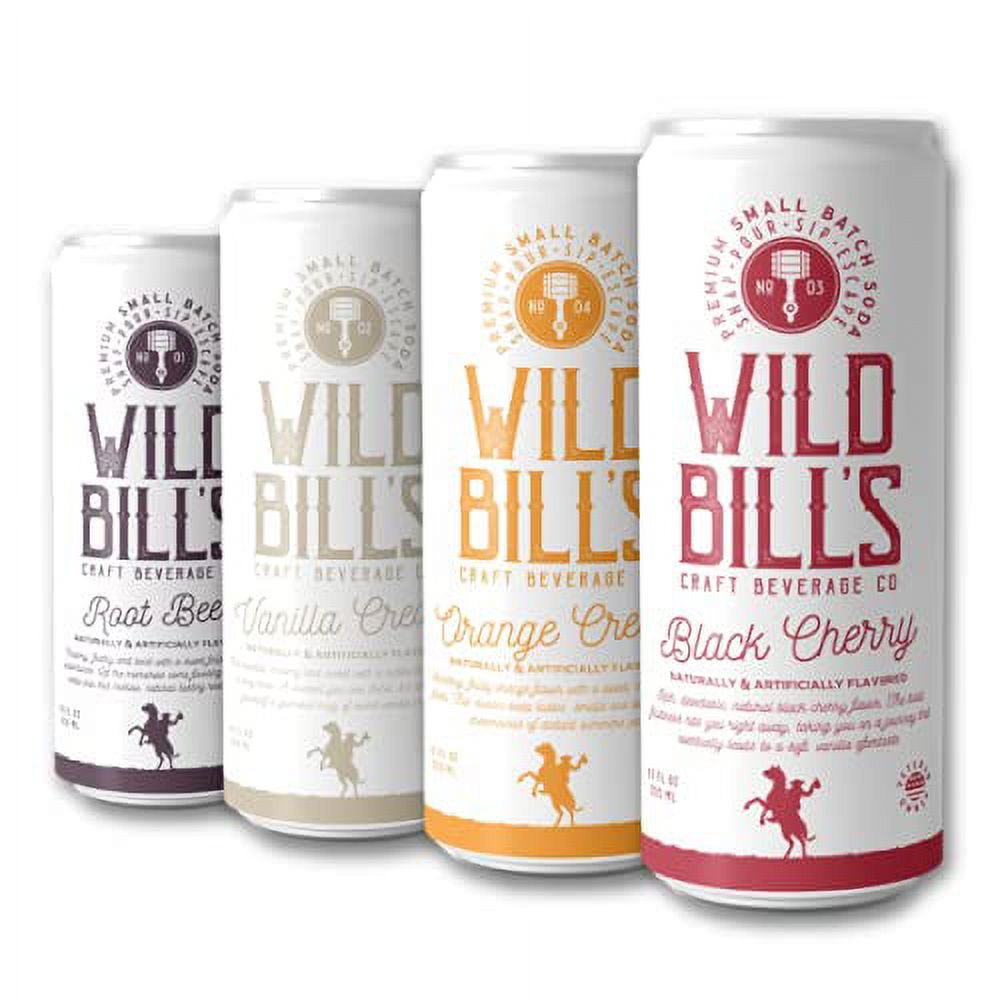 Wild Bill's 4 Flavor Craft Soda Soft Drinks Variety Pack, Root Beer