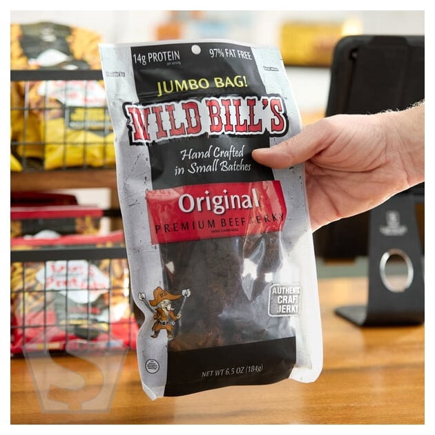 Wild Bill's 6.5 oz. Hickory-Smoked Beef Jerky - 24/Case