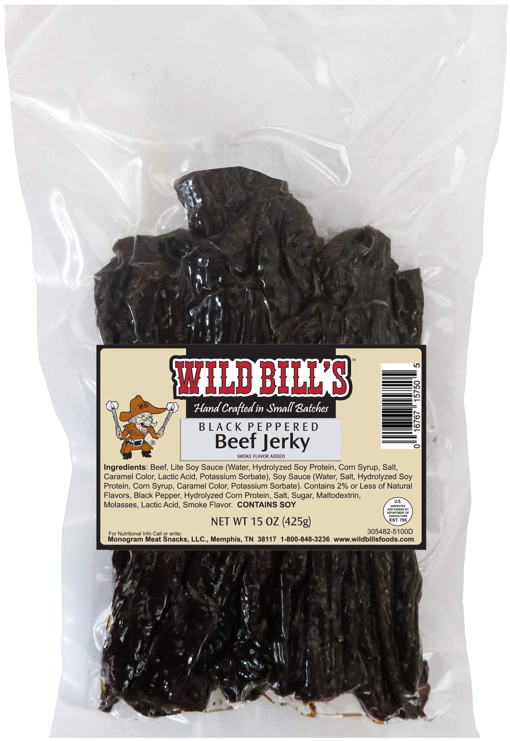 Wild Bill's Black Peppered Beef Jerky Strips, 30-Count, 15-Ounce