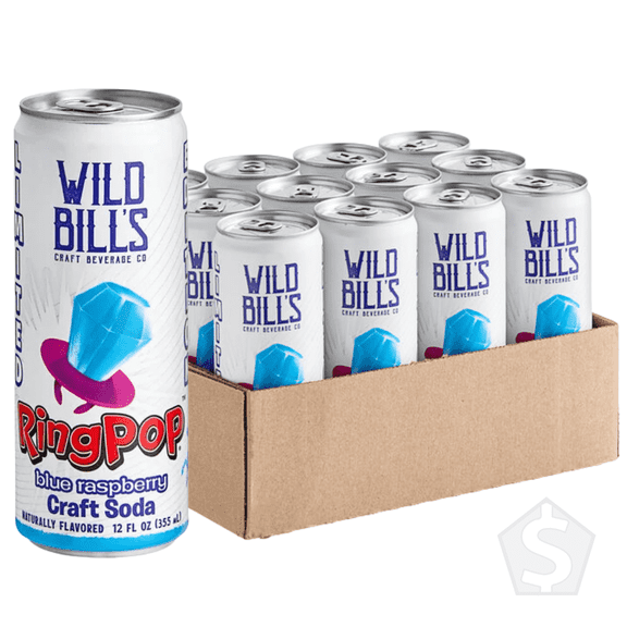 Wild Bill's Craft Beverage Co. Ring Pop Blue Raspberry Soda 12 fl. oz. - 12/Case