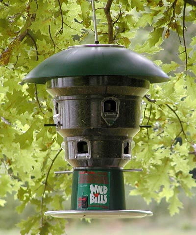 Green and Silver Squirrel Resistant Hanging Bird Feeder with 8 Ports