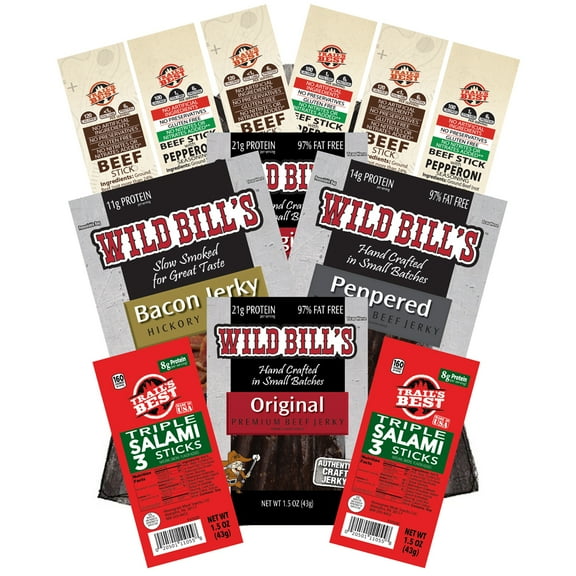 Wild Bill's Multi-Brand 12-Piece Low Carb Sampler (12 assorted packs of jerky and sticks)