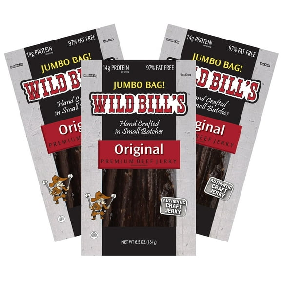 Wild Bill's Original Hickory Beef Jerky 6.5oz Packs - 3 Packs