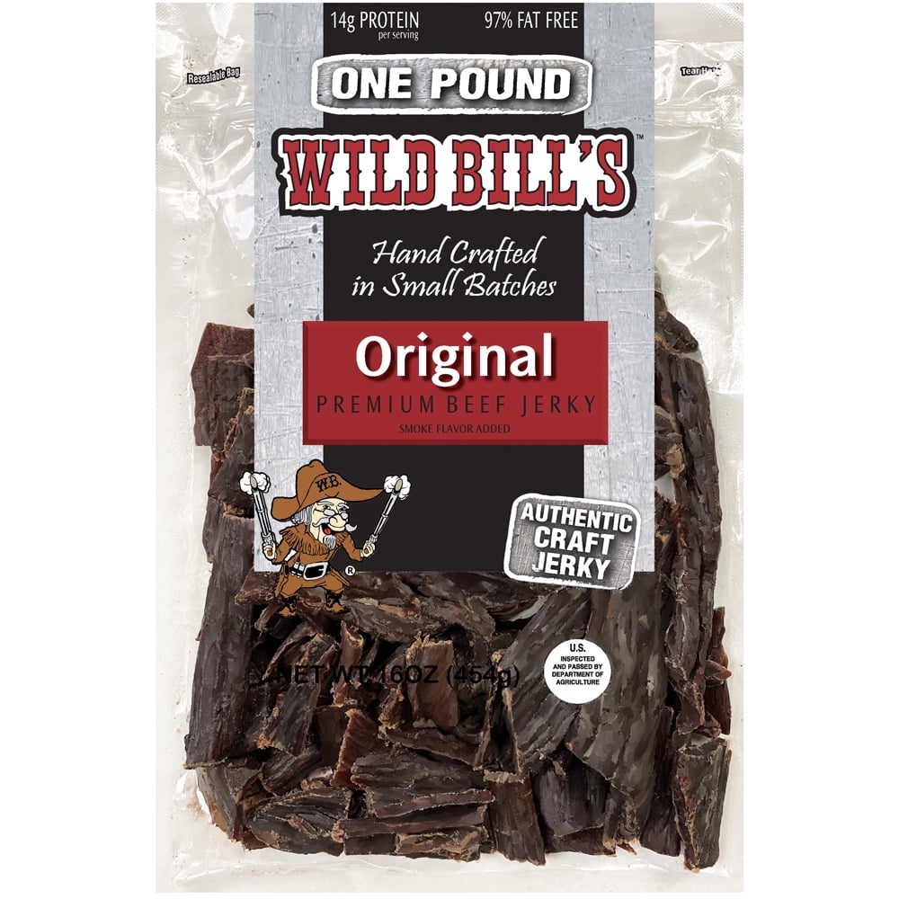 Wild Bill's Original Hickory Smoked Beef Jerky Pieces 16 Ounce Pack