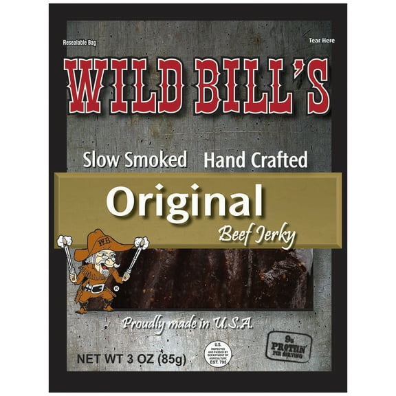 Wild Bill's Slow Smoked Original Beef Jerky, 3 oz Resealable Plastic Bag