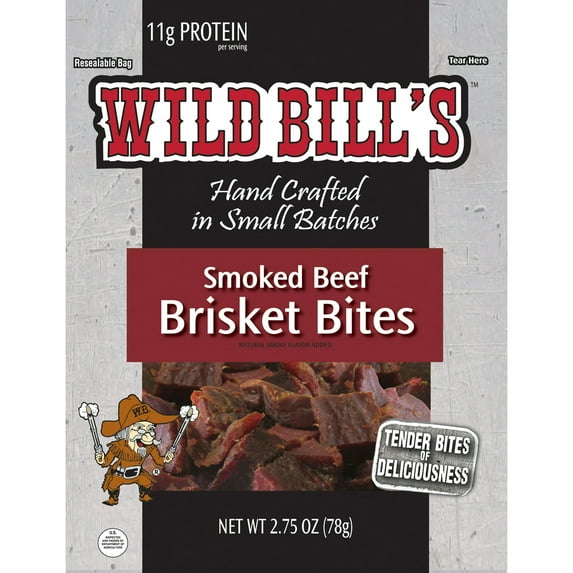 Wild Bill's Smoked Beef Brisket Bites 2.75 Ounce Pack - Real Beef Brisket (3 count)