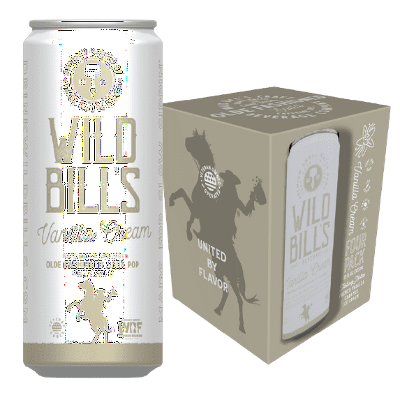 Vanilla Cream - Wild Bill's Premium Craft Soda, Made w/ Pure Cane Sugar (4-Pack Carton, 12oz Cans)