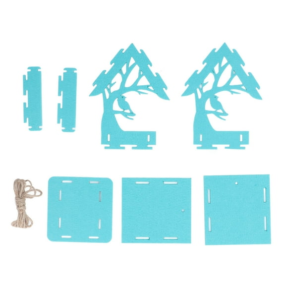 Wild Bird Feeder DIY Windproof House Shape Outdoor Garden Balcony Hanging Bird Feeder Decoration with Rope Cyan