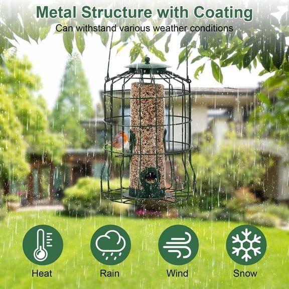 Wild Bird Feeder Gift for Bird Lovers, 4 Ports Multi-Bird Simultaneous Feeding Feeder, Squirrel Proof Weather Resistant Bird Feeder for Garden Backyard Landscape Decor